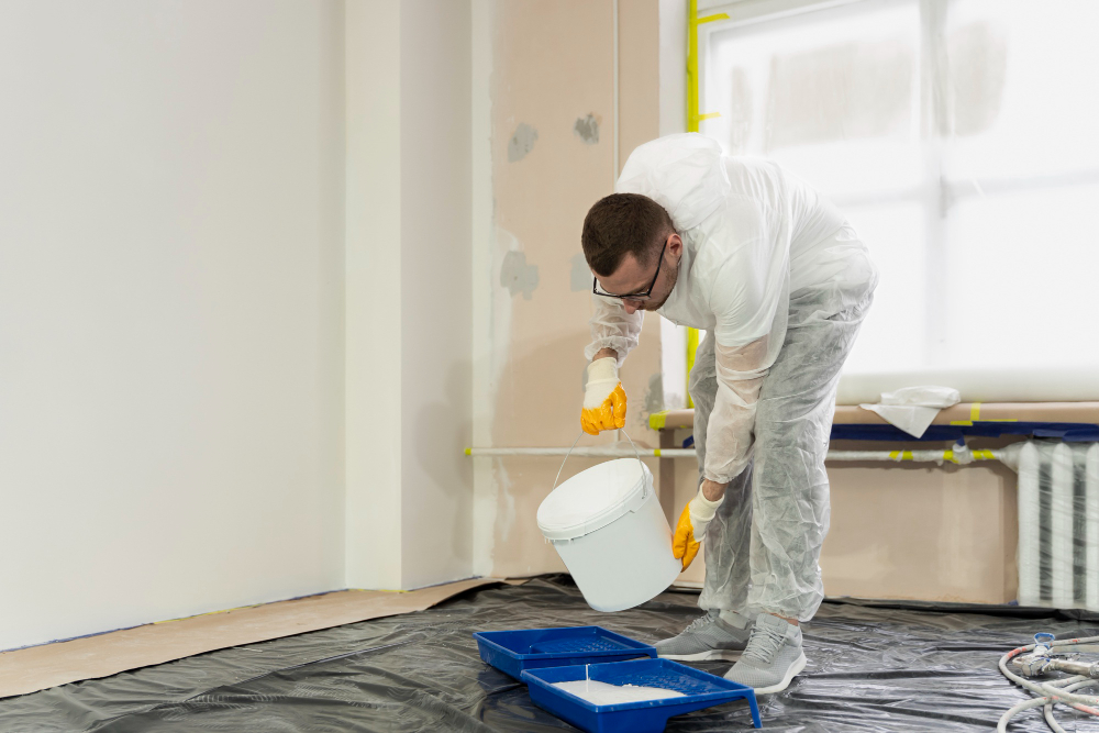 Pintura de paredes interiores en obra